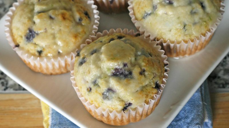 Easy Lime Blueberry Muffins with Lime Glaze