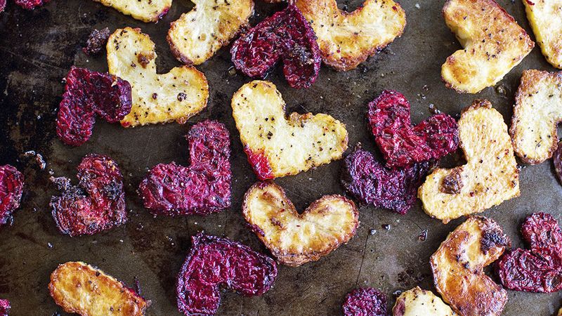 Heart-Shaped Roasted Beets and Potatoes