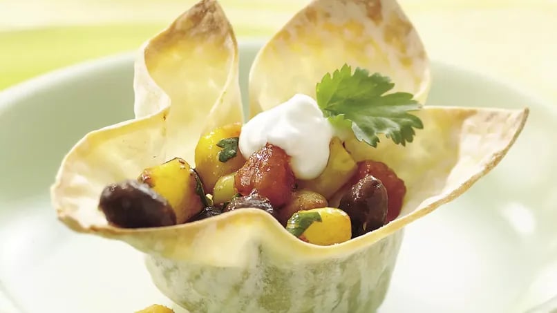 Black Bean and Corn Wonton Cups