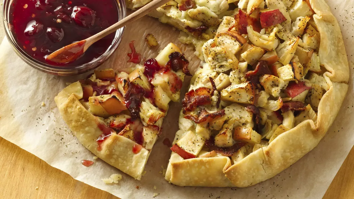 Chicken Blue Cheese Crostata with Spicy Tart Cherry Sauce