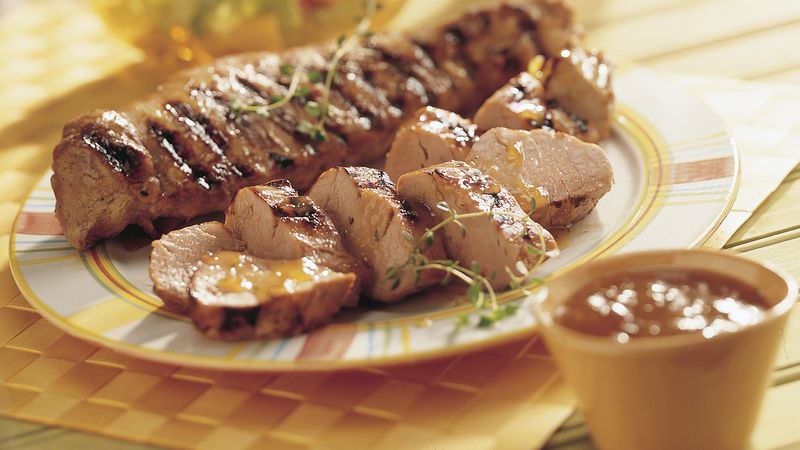 Grilled Peach- and Mustard-Glazed Pork Tenderloin