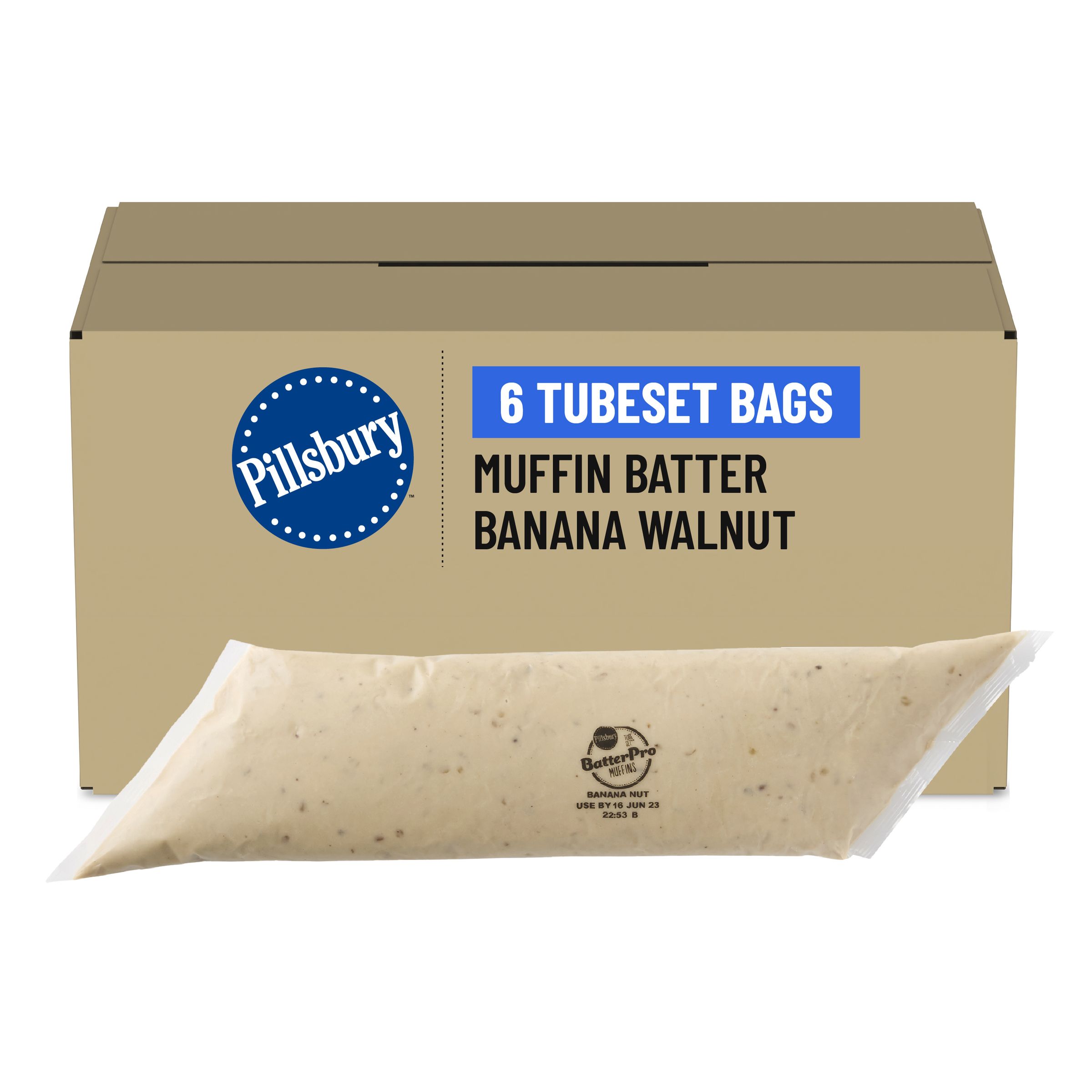  Case Optimized Hero Pillsbury BatterPro Frozen Muffin Batter TubeSet Banana Walnut 6/3 LB