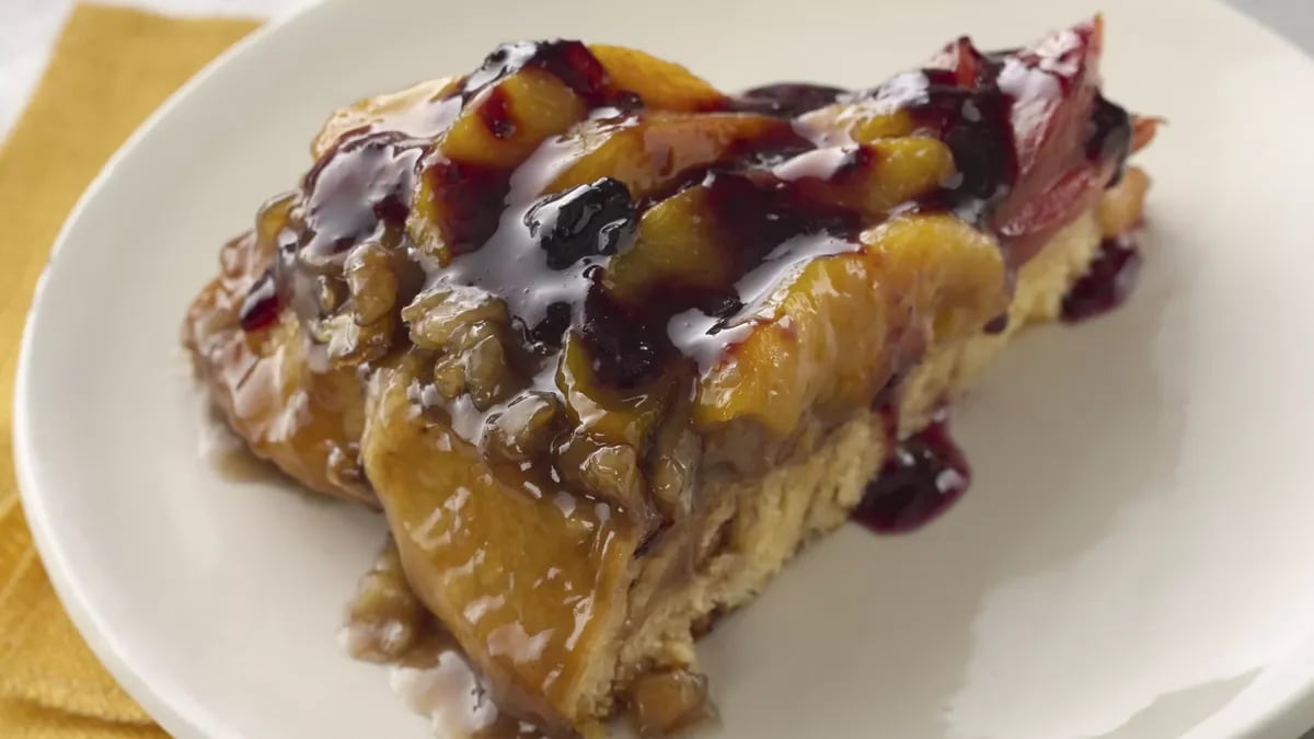 Peach and Plum Skillet Coffee Cake