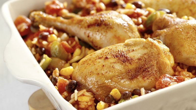 Skinny Chicken, Rice, and Beans Bake