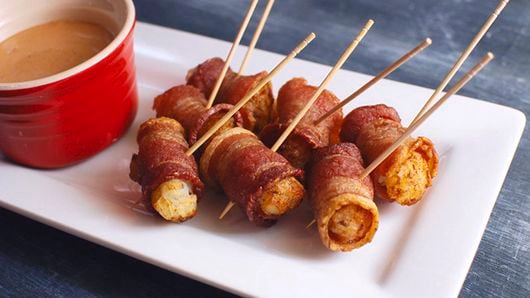 Holding Tasty Bacon Slice with Tongs Plate Stock Photo - Image of pork,  appetizer: 115949962