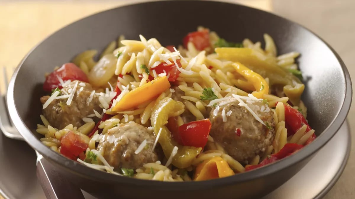 Parmesan Orzo and Meatballs