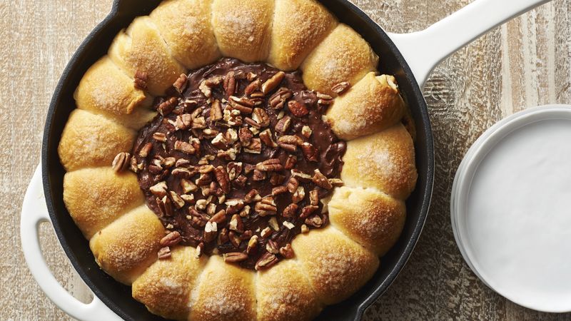 Turtle Skillet Dip with Rolo™-Stuffed Biscuits