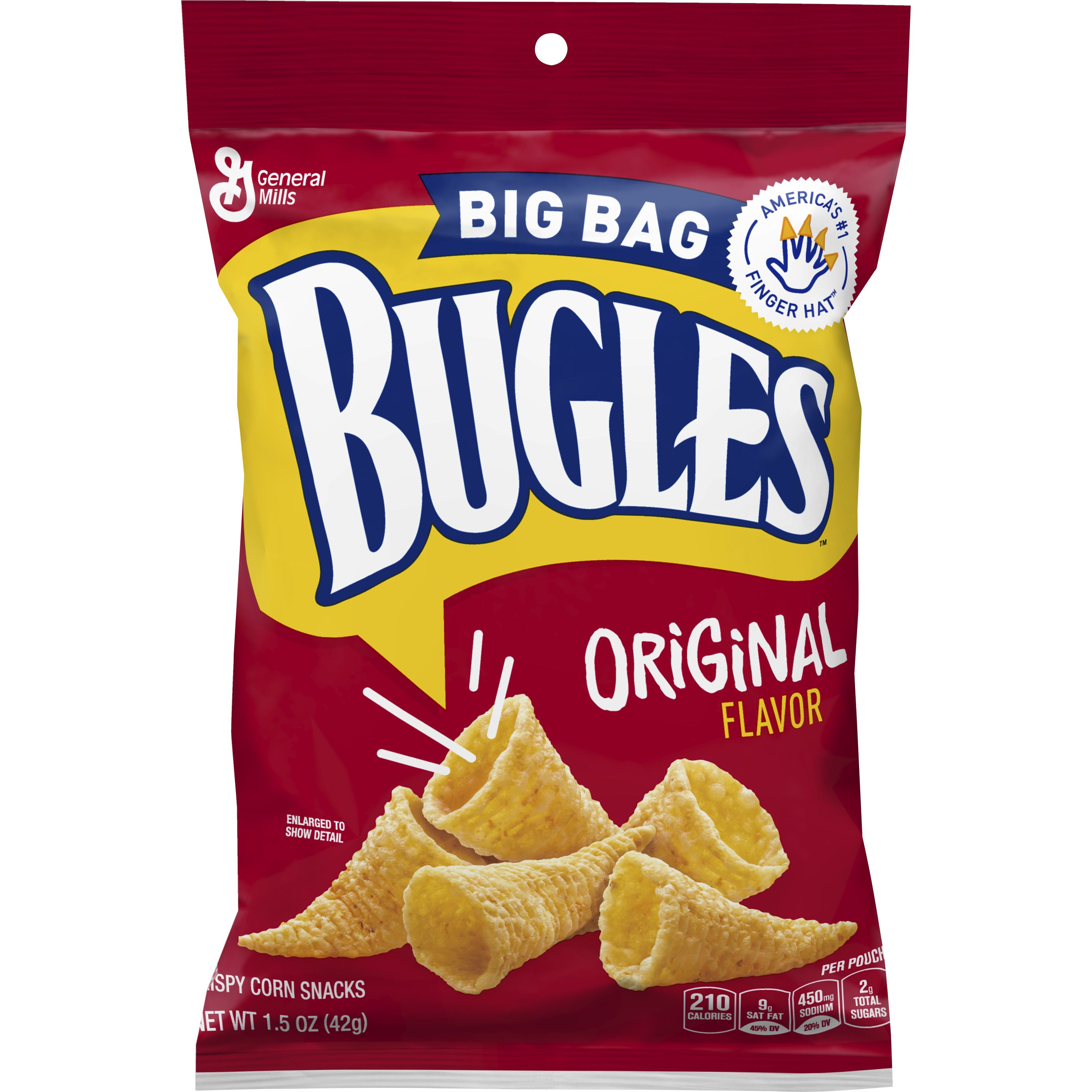 Front - 3D Bugles Salty Snacks Single Serve Pouch Original 36/1.5 OZ