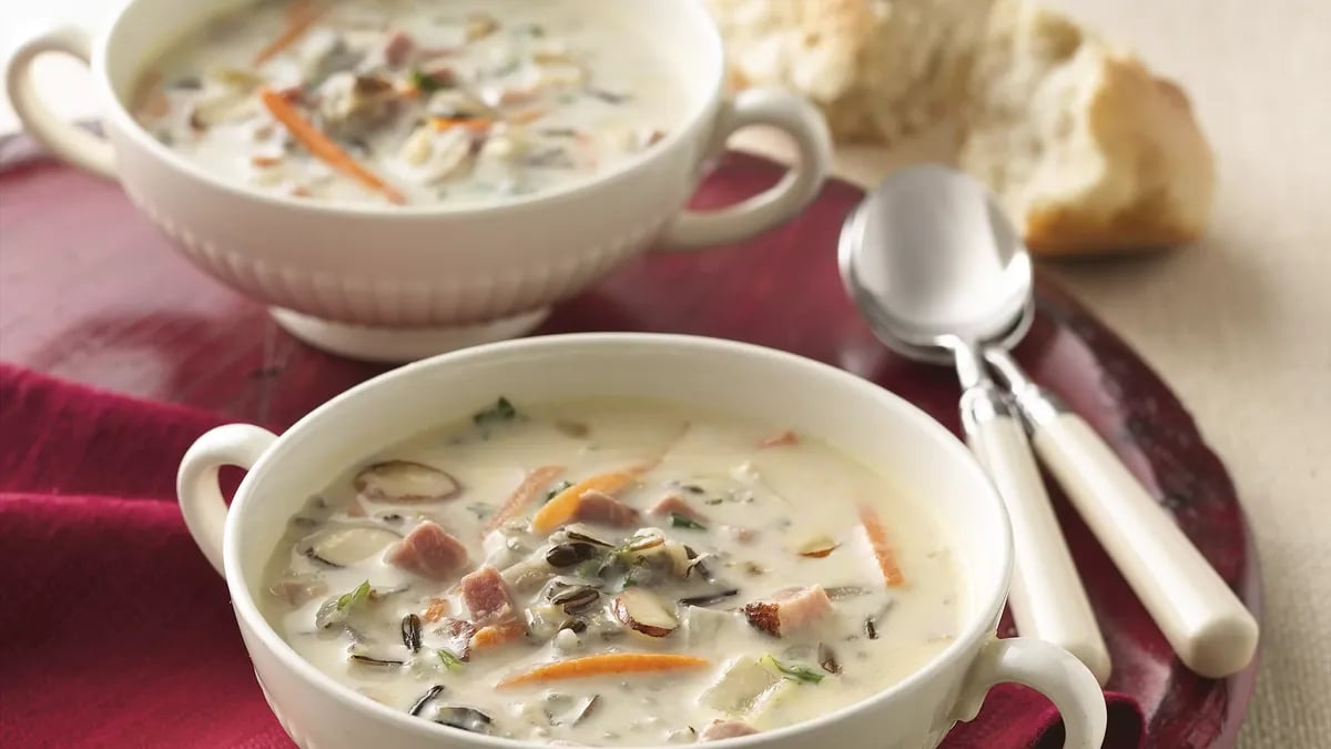 Slow-Cooker Creamy Ham and Wild Rice Soup