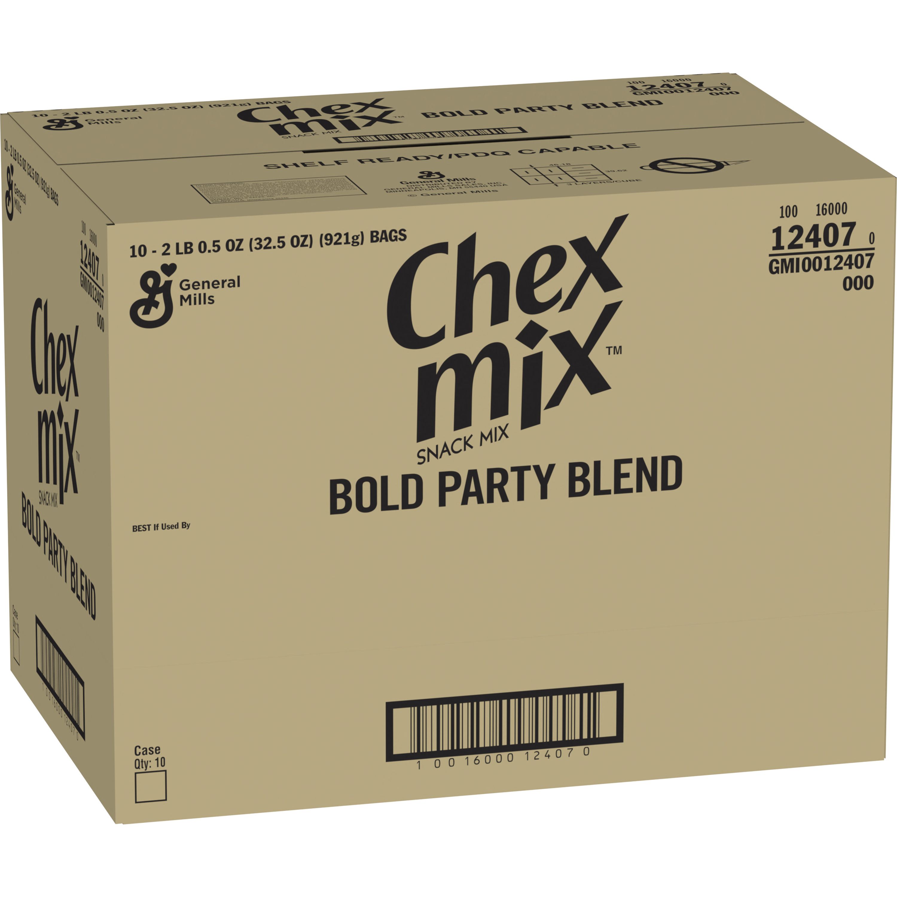 Case - Left Front 3D Chex Mix(TM) Snack Mix Bold Party Blend 32.5 oz