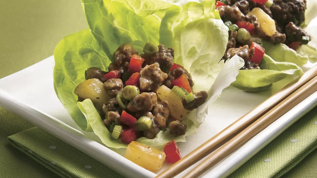 Teriyaki Beef and Pineapple Lettuce Wraps