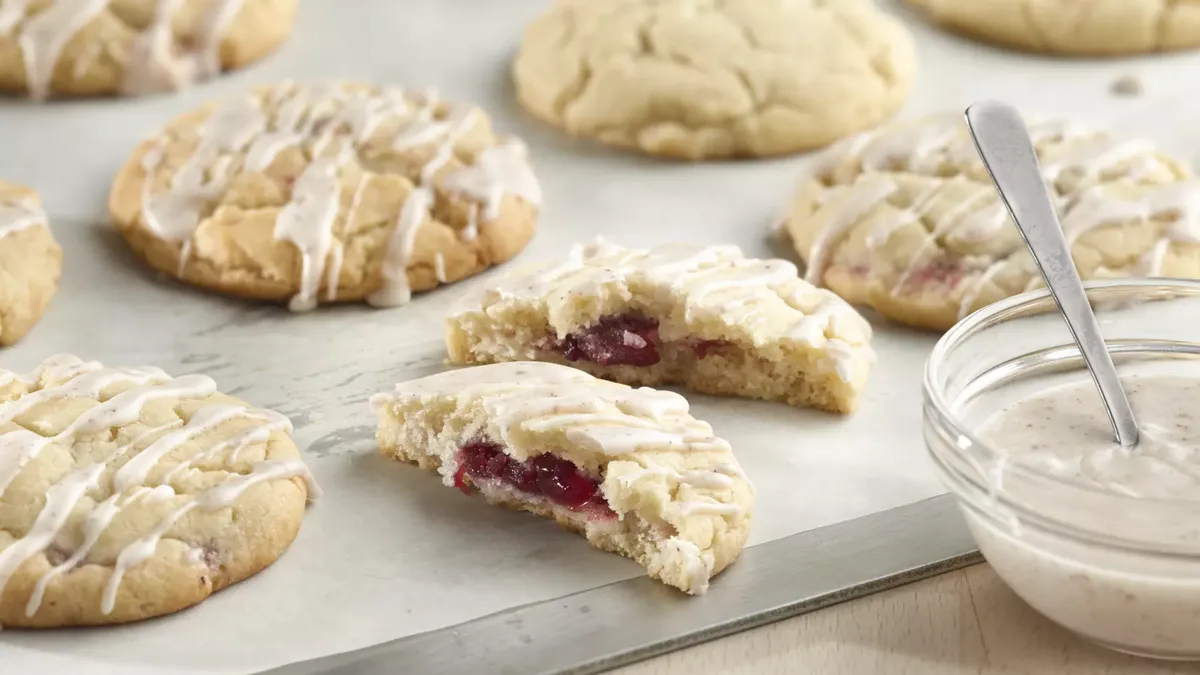 Cranberry-Stuffed Eggnog Cookies  