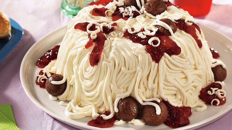 April Fool's Spaghetti and Meatballs Cake