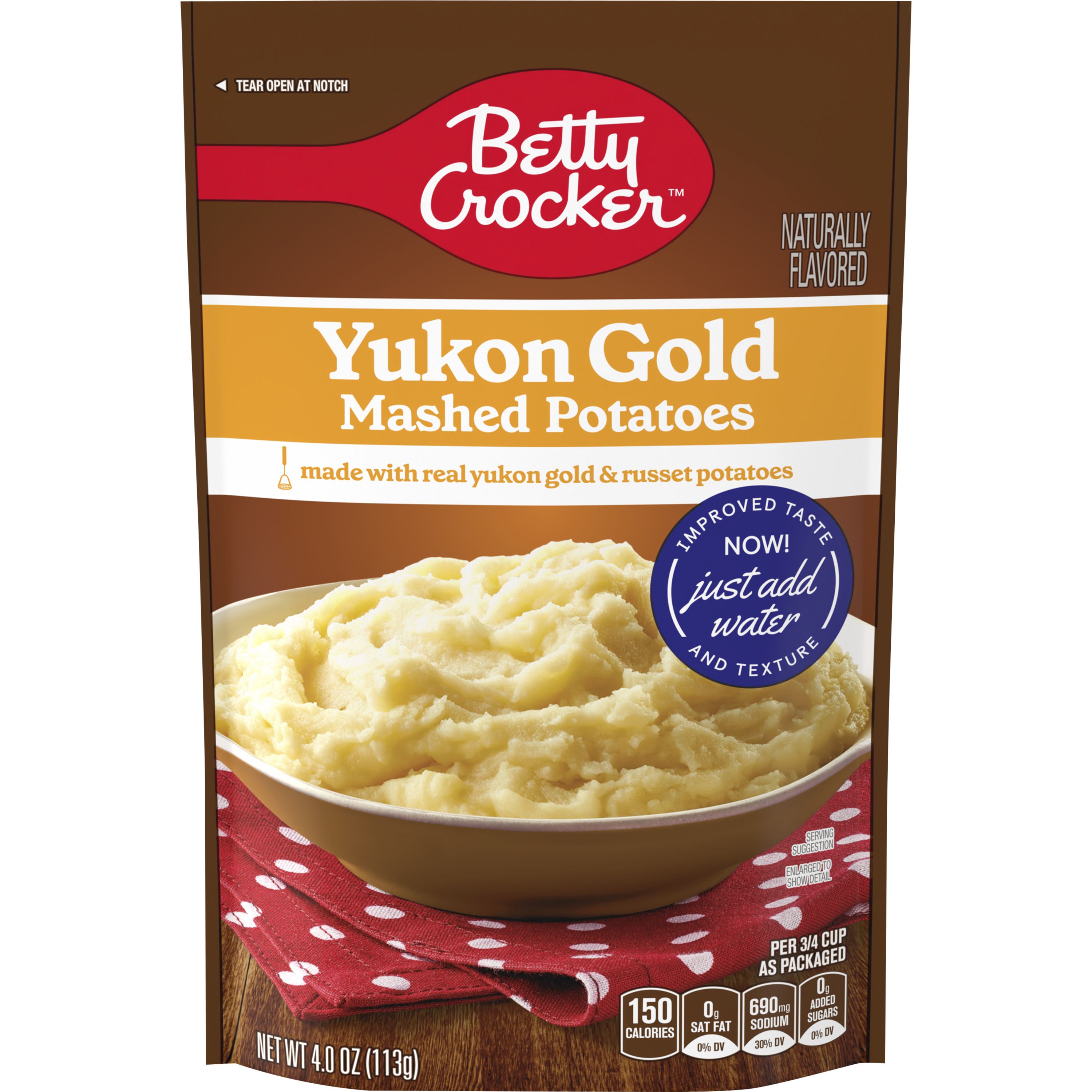Betty Crocker Yukon Gold Mashed Potatoes, 4 ounces - Front