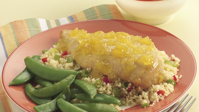 Pineapple-Glazed Chicken Breasts with Couscous Pilaf