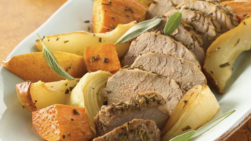 Roasted Pork Tenderloins with Sweet Potatoes and Pears