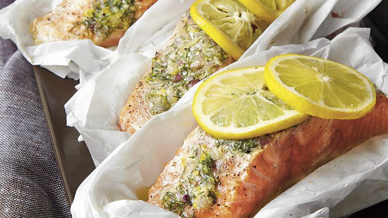 Wild Salmon Parcels with Dill-Shallot Butter