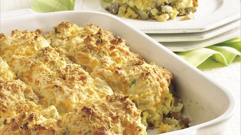 Sausage and Apple Cheddar Biscuit Bake