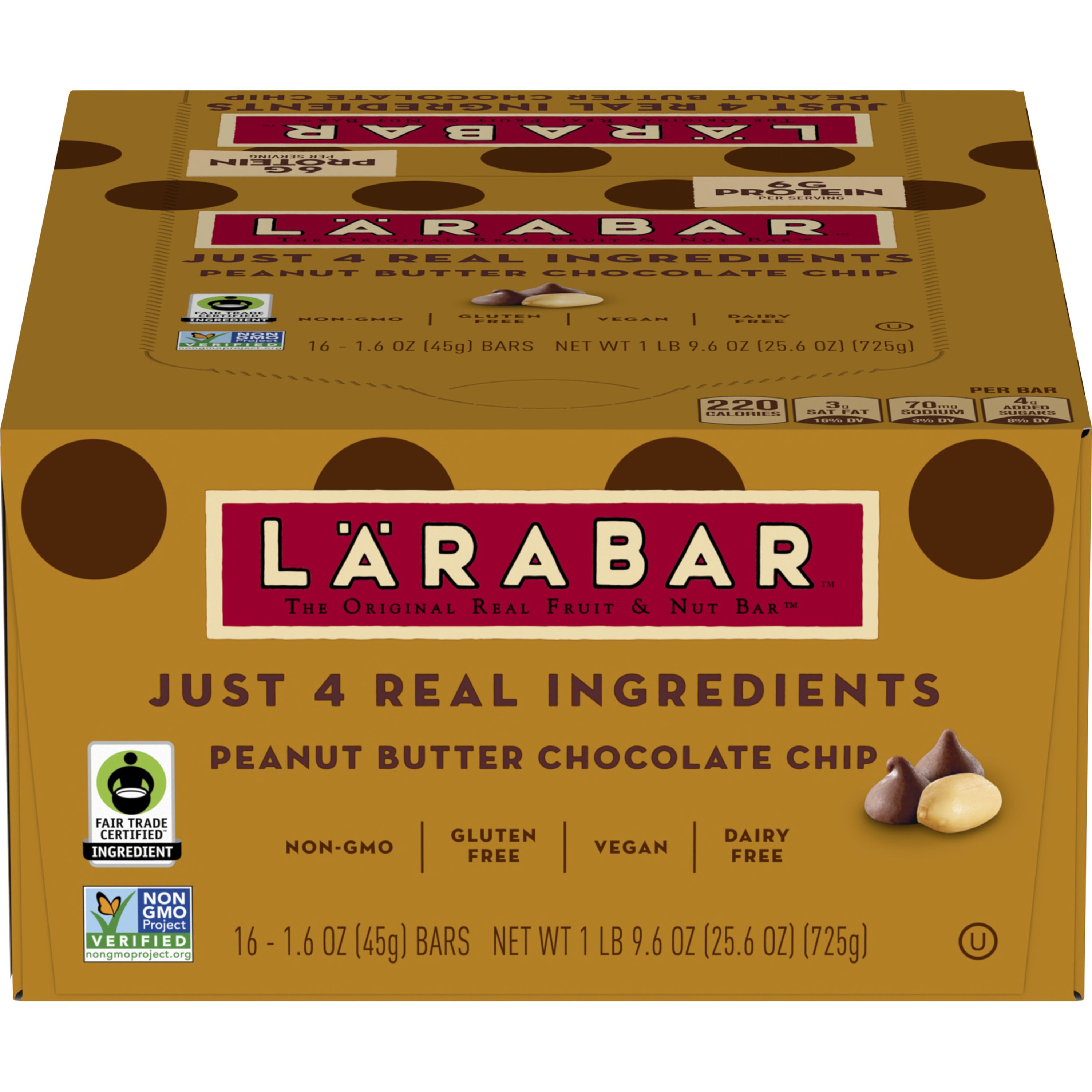 Front - 3D Larabar(TM) Fruit and Nut Bars Peanut Butter Chocolate Chip (16 ct) 1.6 oz