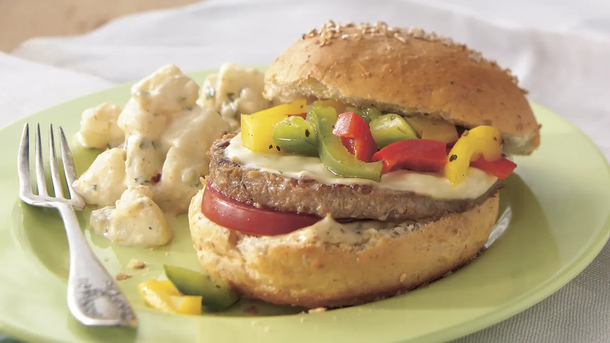 Veggie Burger and Grilled Pepper Sandwiches