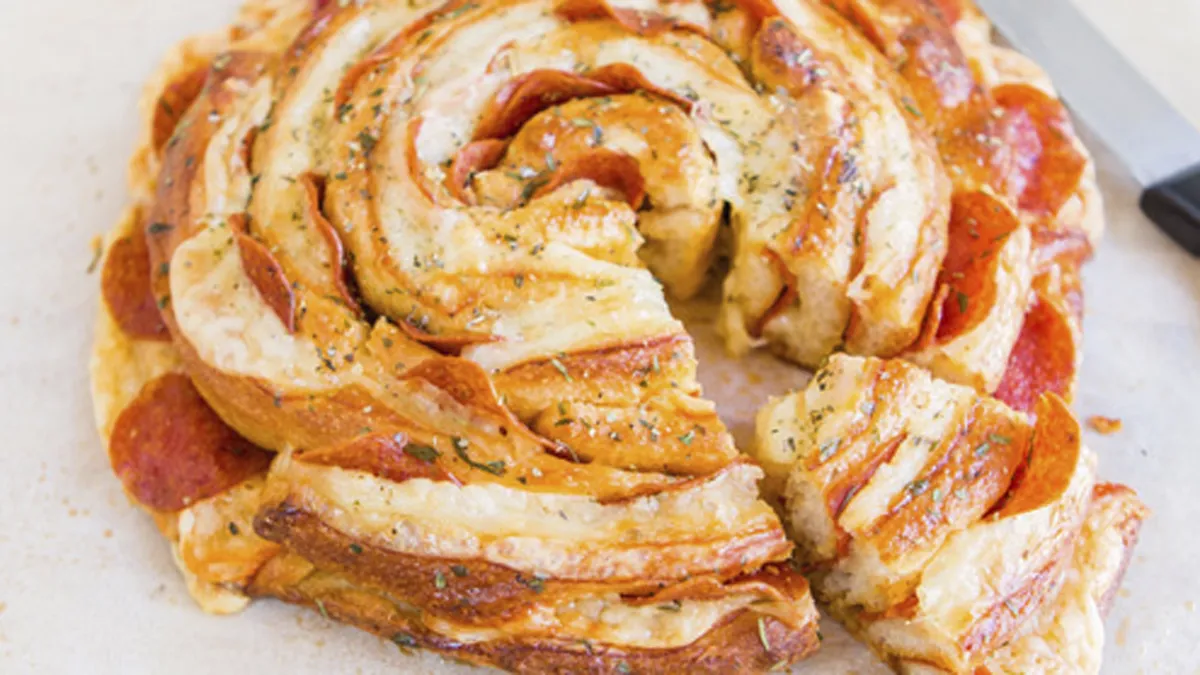 Swiss Cheese and Pepperoni Spiral