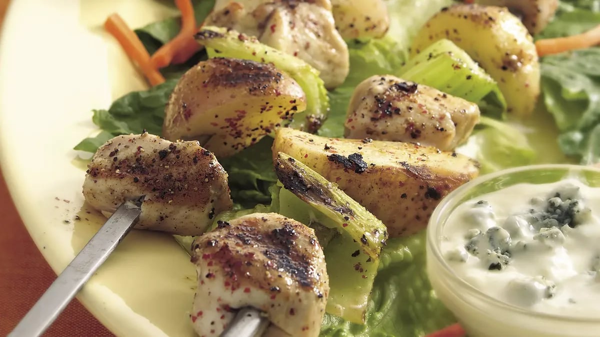 Grilled Buffalo Chicken Kabobs Salad