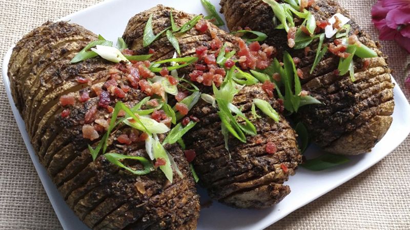 Hasselback Potatoes with Bacon and Chives