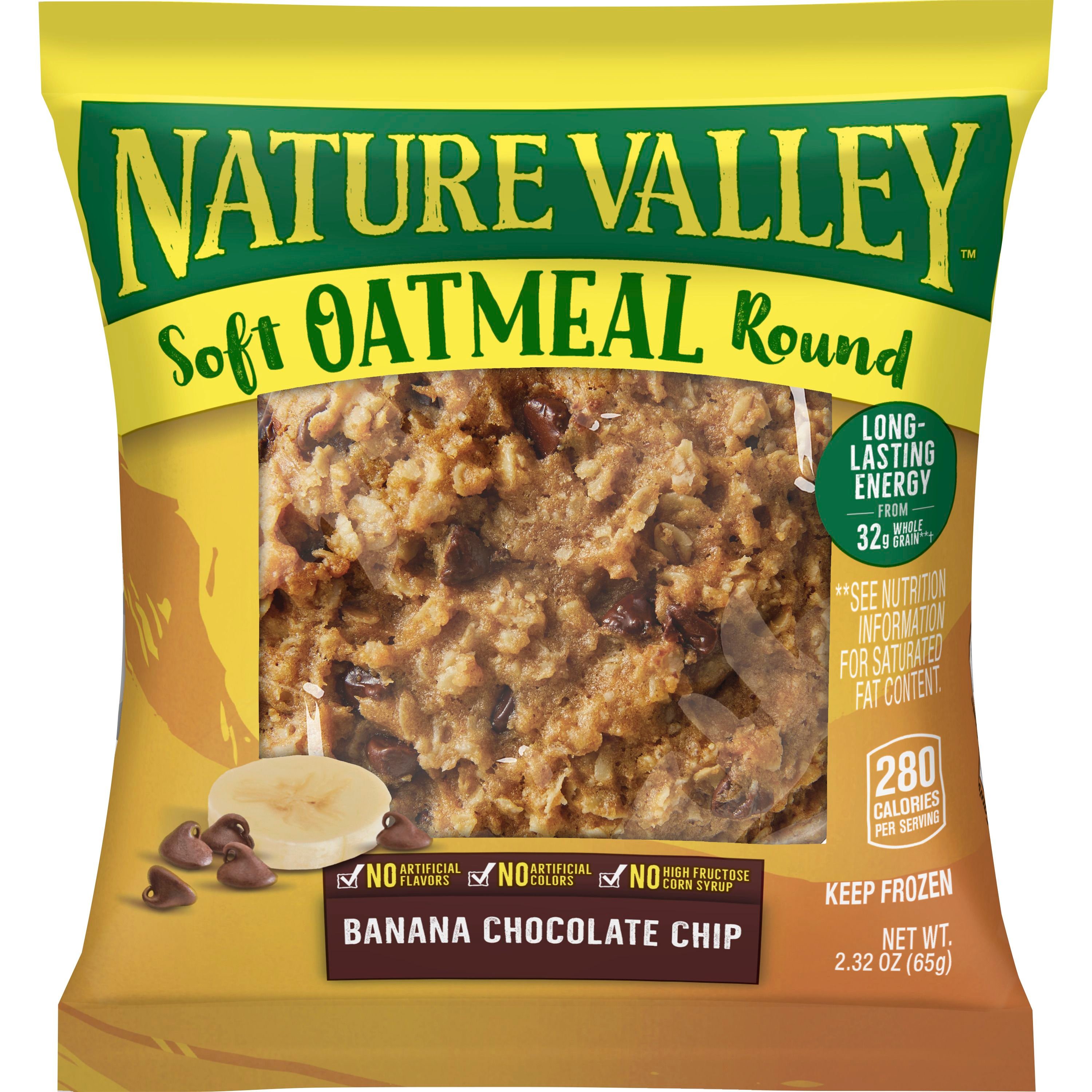 Front - 3D Nature Valley Frozen Meals Oatmeal Round Single Serve Pouch Banana Chocolate Chip 72/2.32 OZ