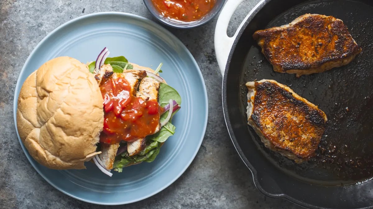 Blackened Pork Chop Sandwiches