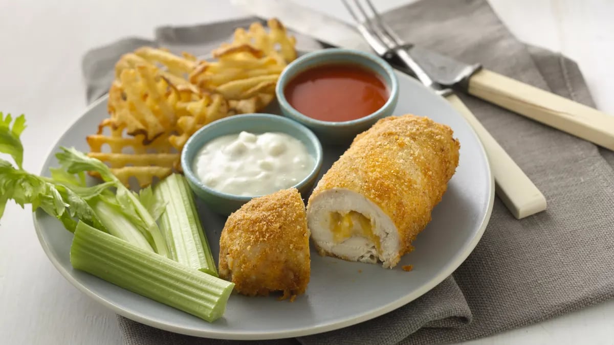 Cheese-Stuffed Buffalo Chicken Rolls