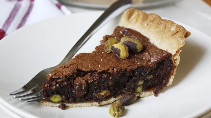 Sea Salt-Pistachio Fudge Pie