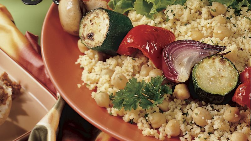 Veggie Kabobs with Cumin-Scented Couscous
