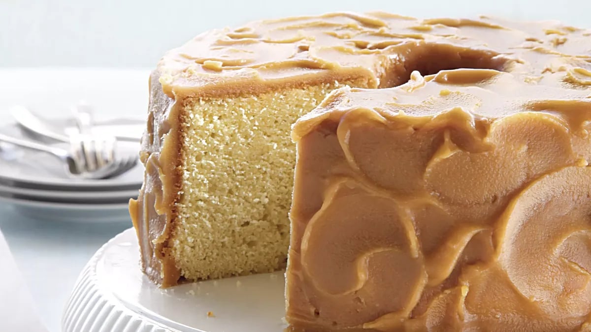 Caramel-Frosted Pound Cake