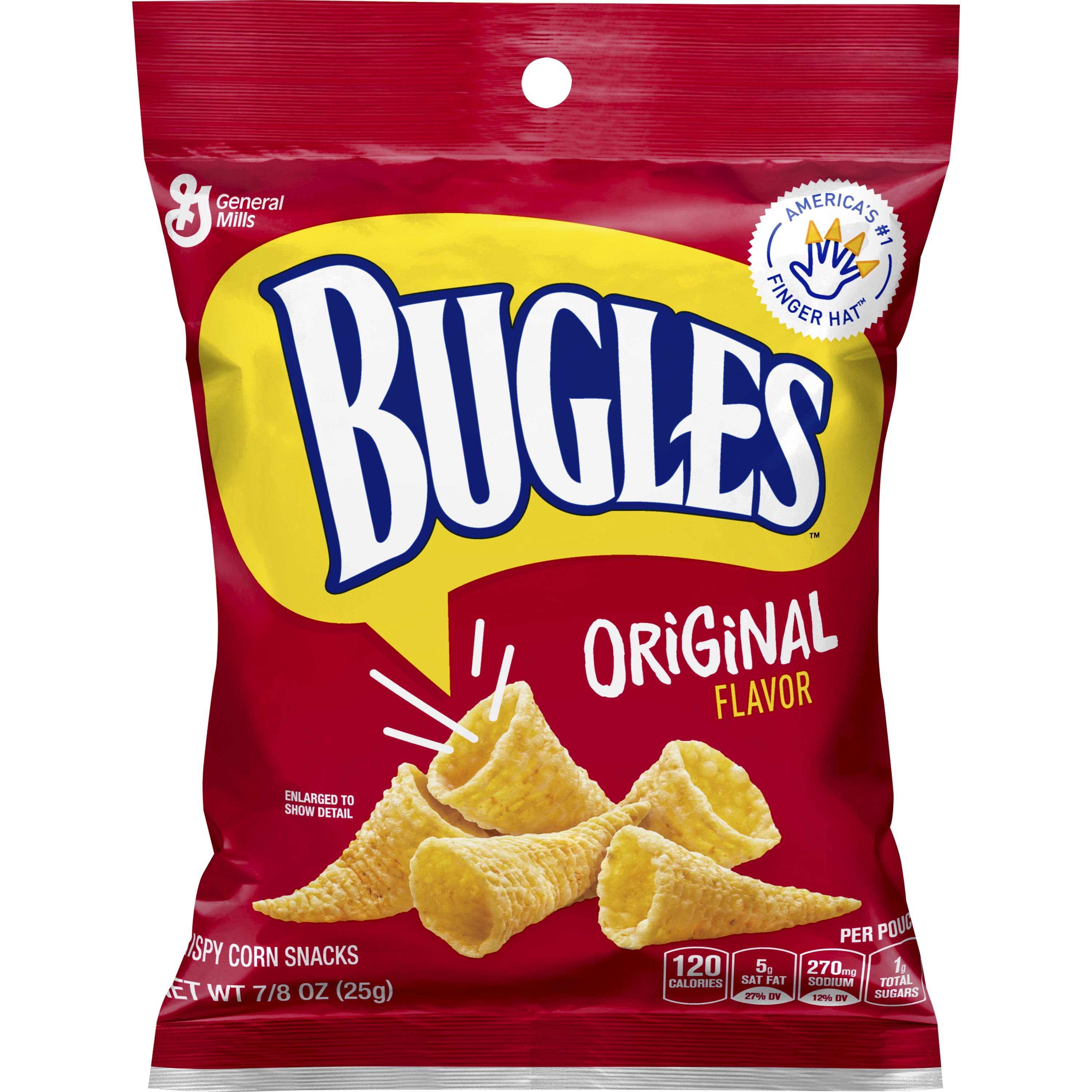 Front - 3D Bugles Salty Snacks Single Serve Pouch Original 60/0.875 OZ