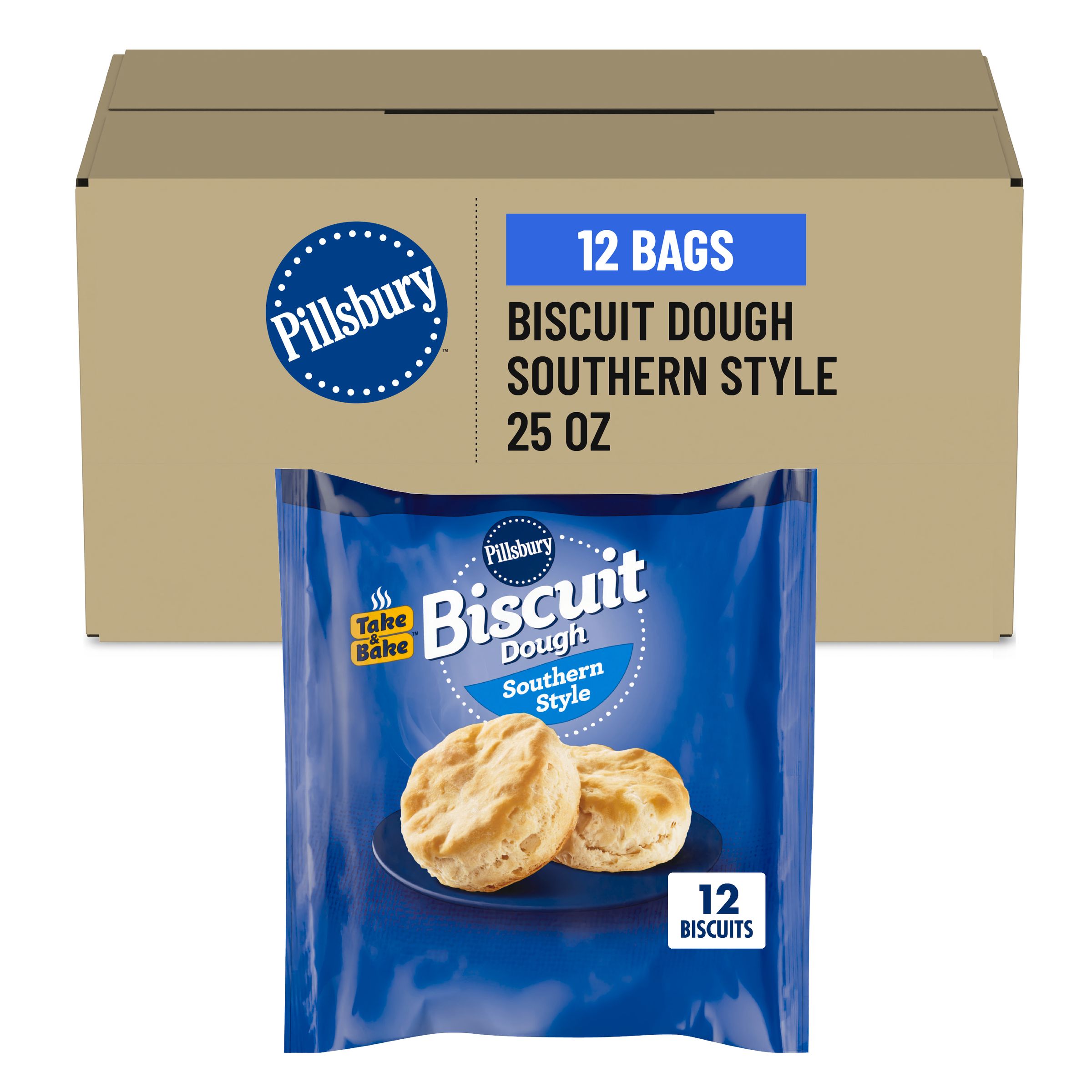  Case Optimized Hero Pillsbury Frozen Biscuit Dough Bulk Southern Style 12/25 OZ