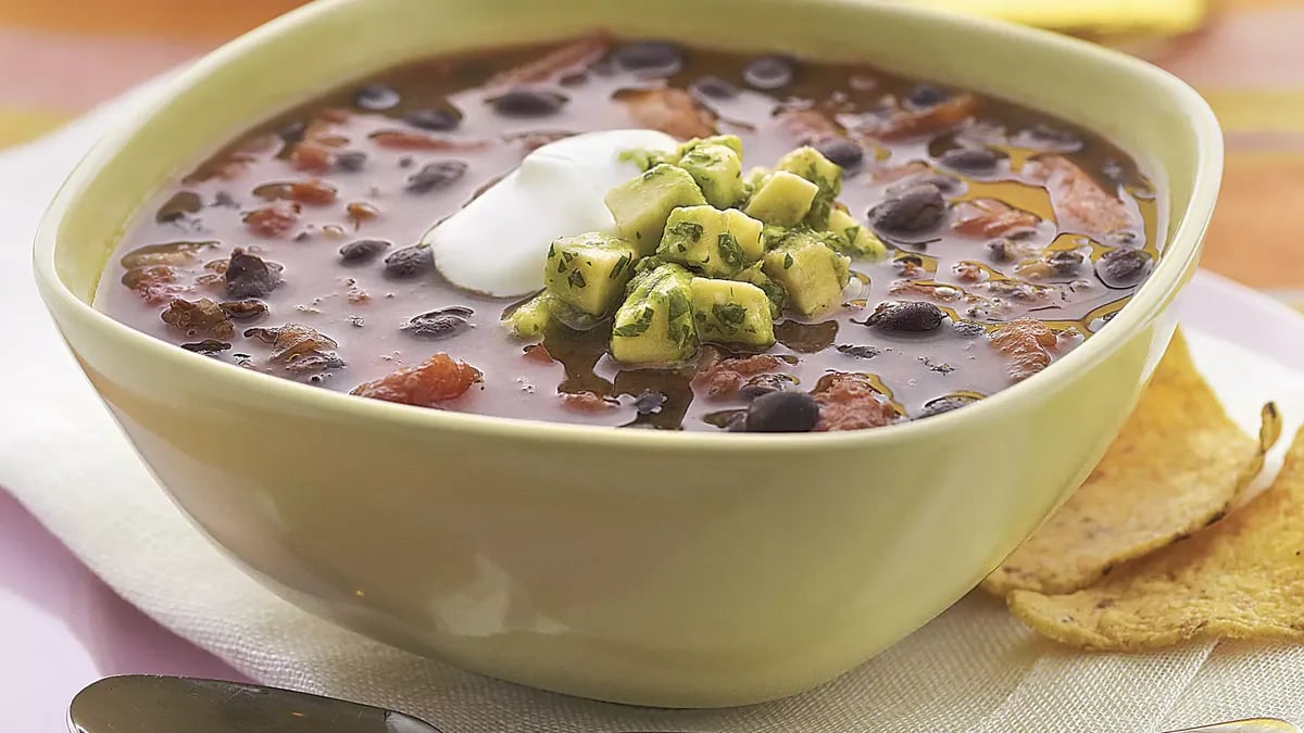 Black Bean Soup with Avocado Salsa