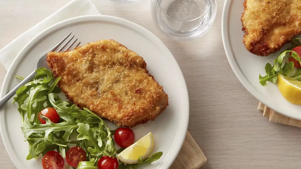 Chicken Schnitzel with Arugula and Tomato Salad (Cooking for 2)