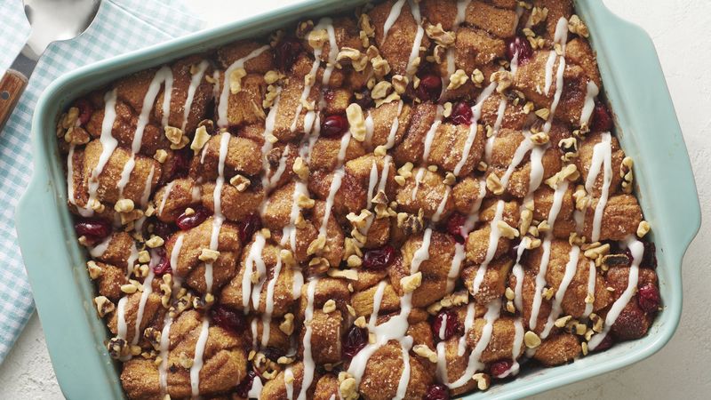 Cranberry-Walnut Cinnamon Roll Breakfast Bake