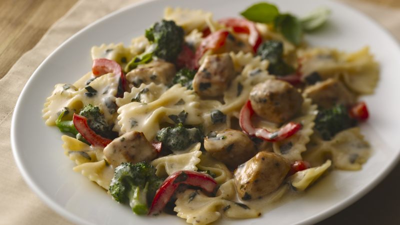 Chicken and Pasta with Creamy Basil Sauce