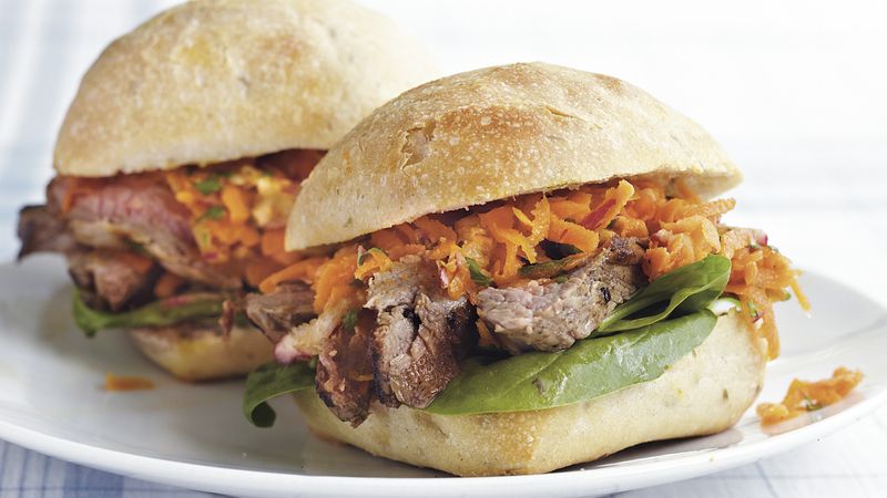 Steak Sandwiches with Carrot Slaw