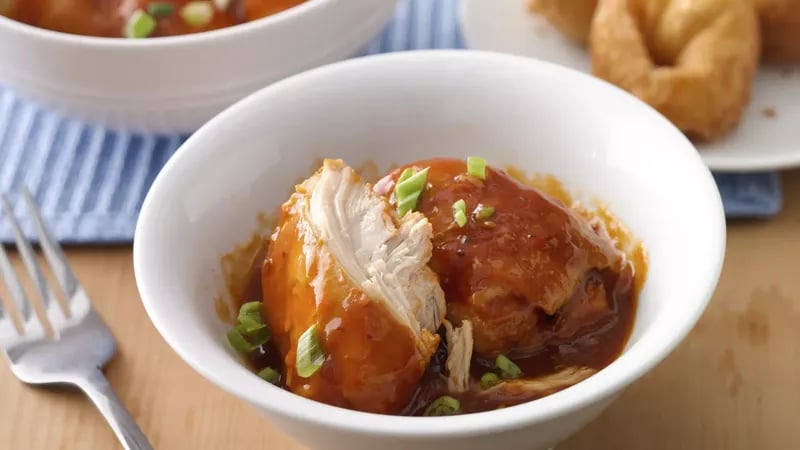 Slow-Cooker BBQ Chicken with Crescent Cream Cheese Wontons