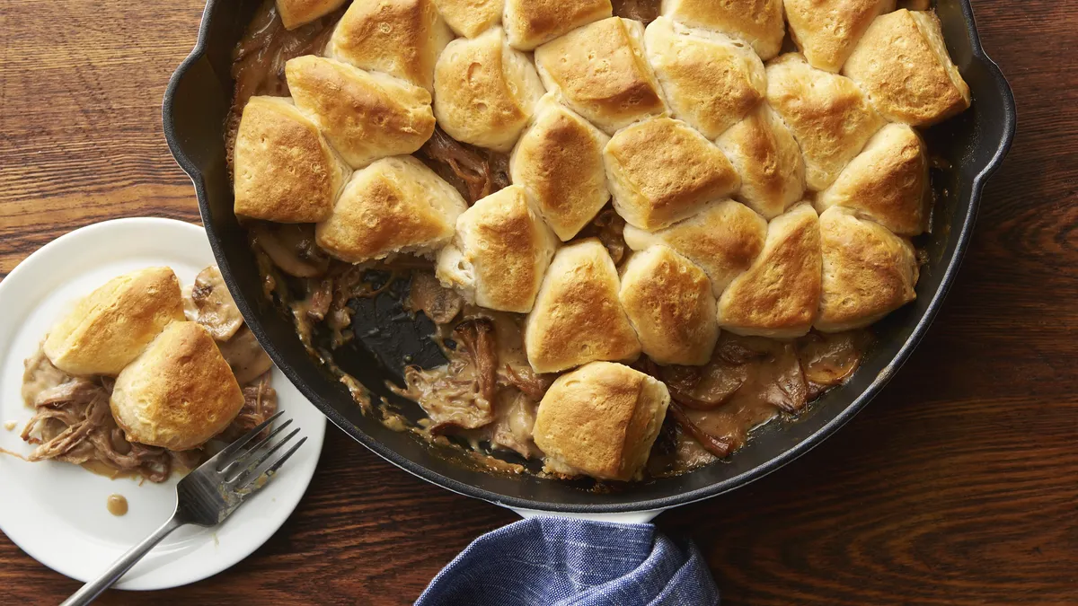 Skillet Brisket and Biscuit Pot Pie