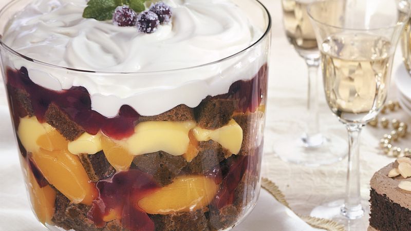 Cranberry-Peach Gingerbread Trifle