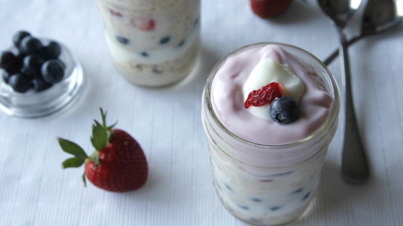 Red, White, and Blue Overnight Oats