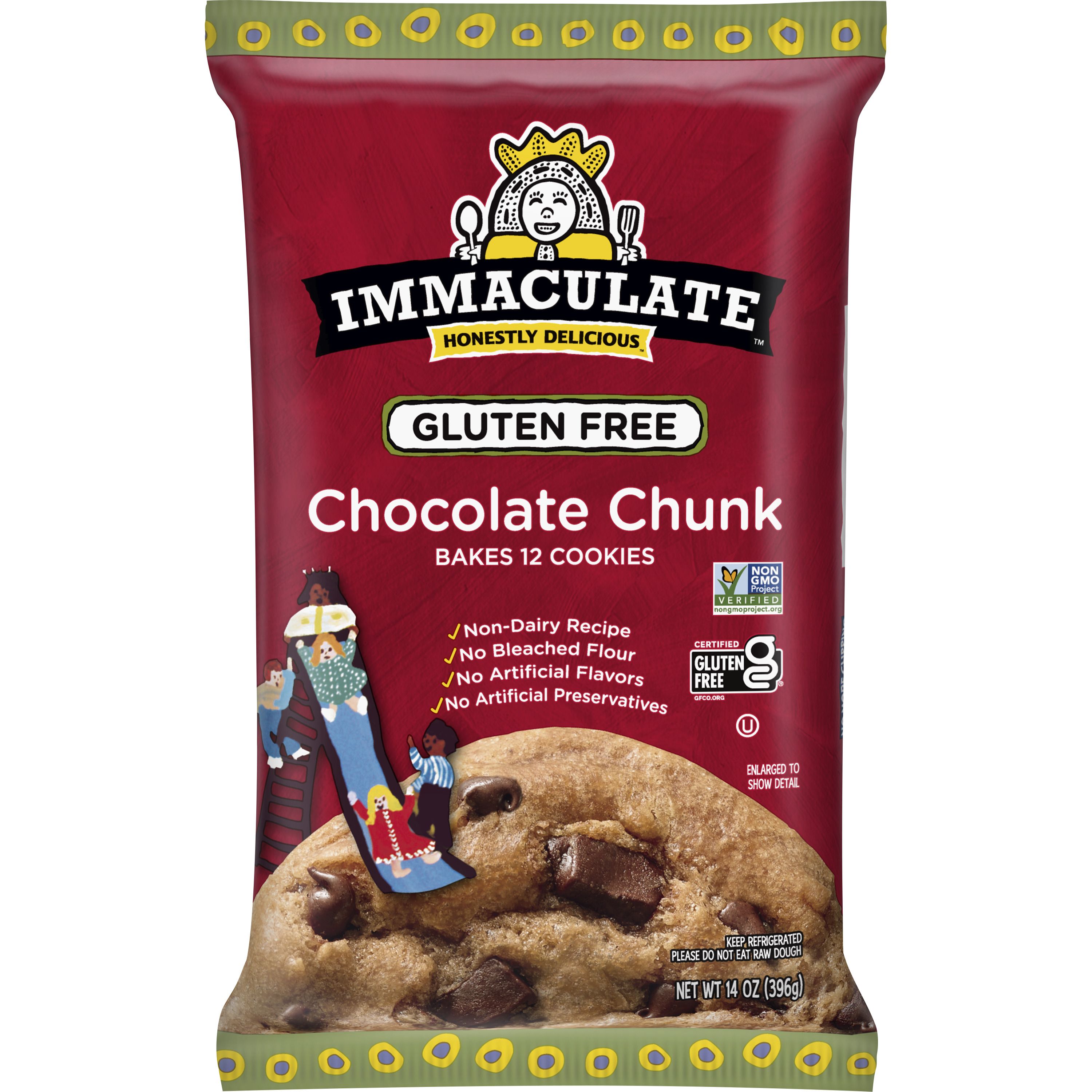 Immaculate Baking Chocolate Chunk Cookie Dough, Gluten-Free, 12 Cookies - Front