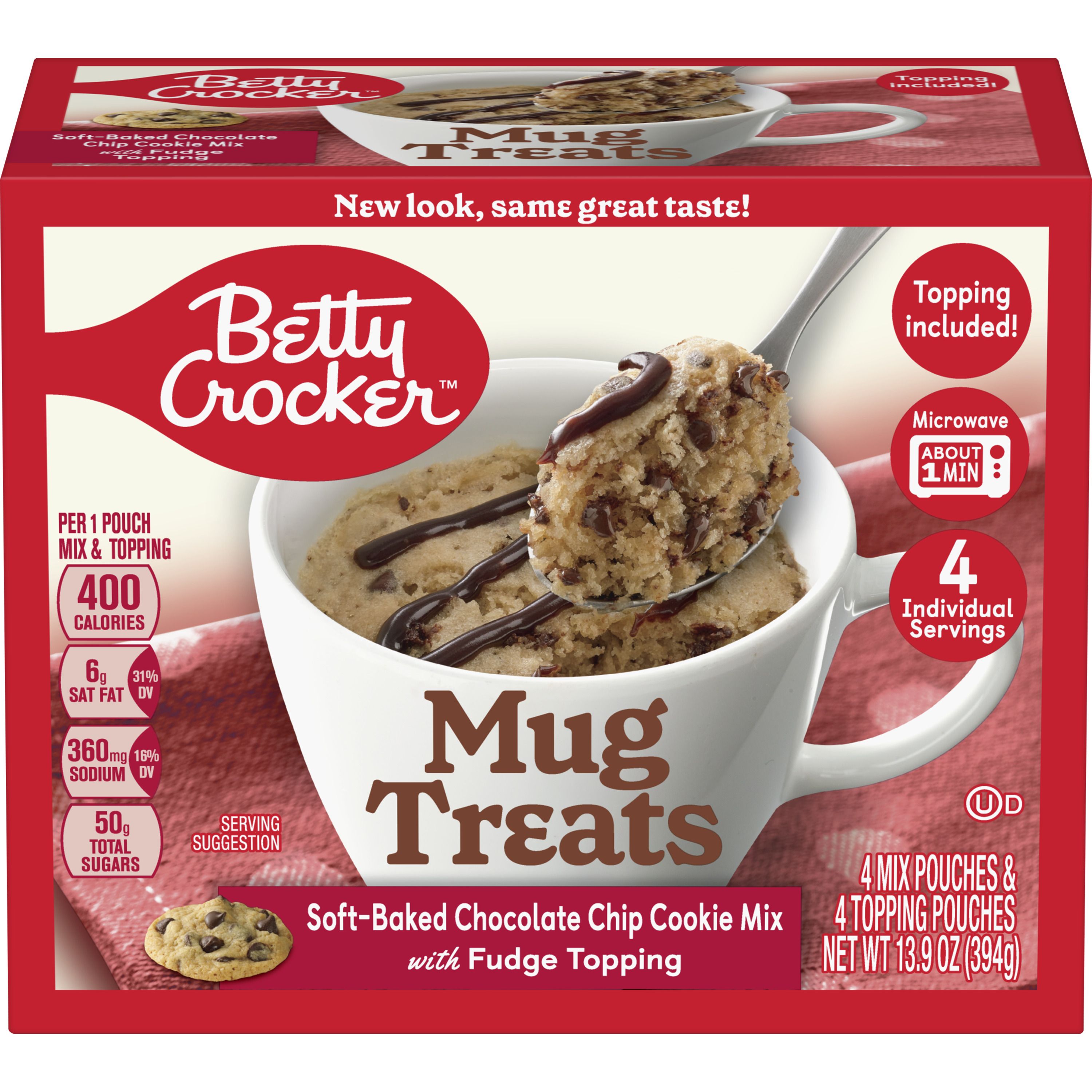 Betty Crocker™ Soft-Baked Chocolate Chip Cookie Mix Mug Treats with Fudge Topping - Front