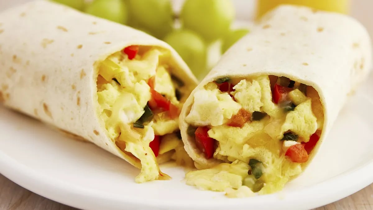 Three-Pepper Breakfast Burritos