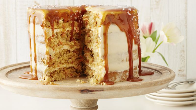 Carrot Cake with Salted Caramel-Cream Cheese Frosting