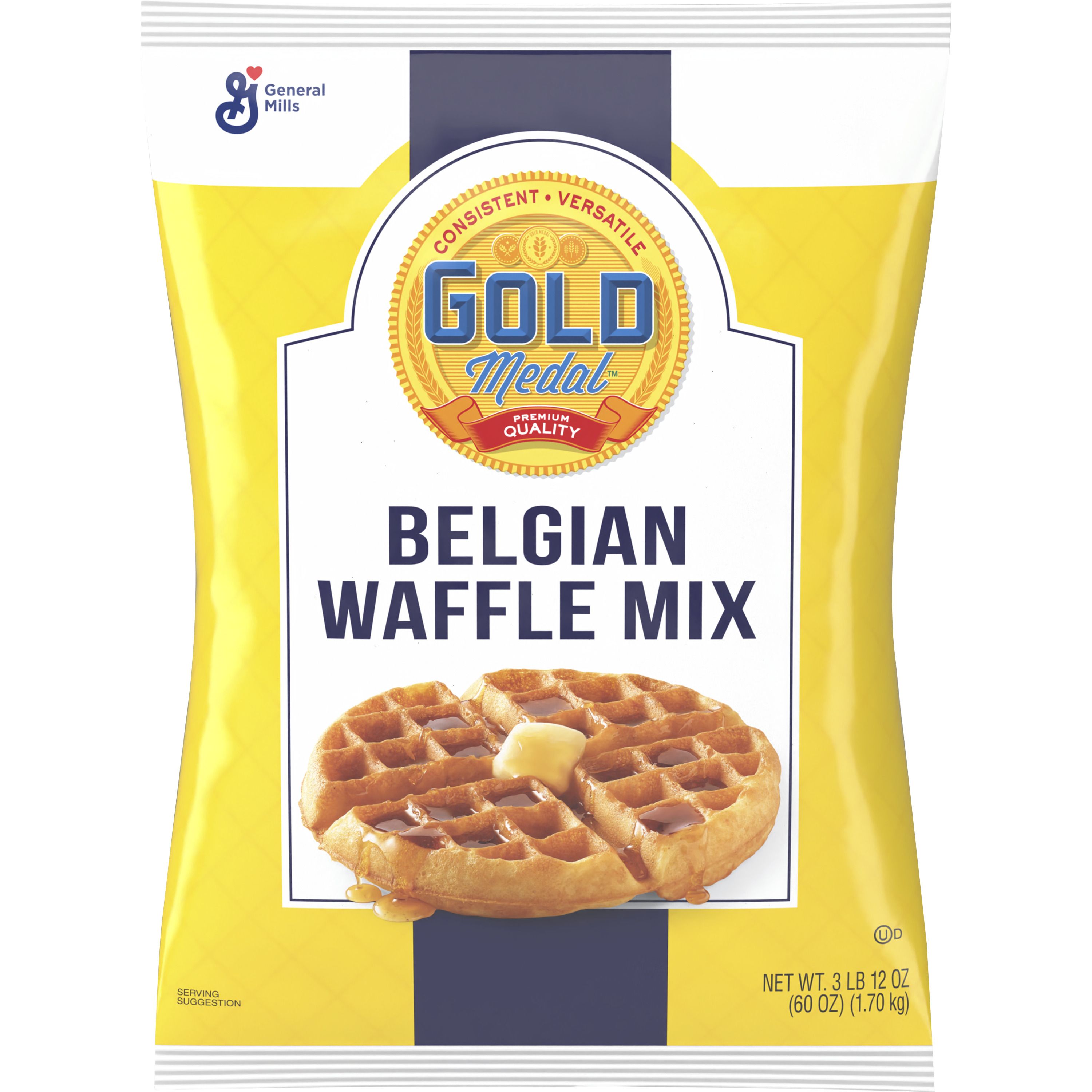 Front - 3D Gold Medal Waffle Mix Bag Belgian 8/60 OZ