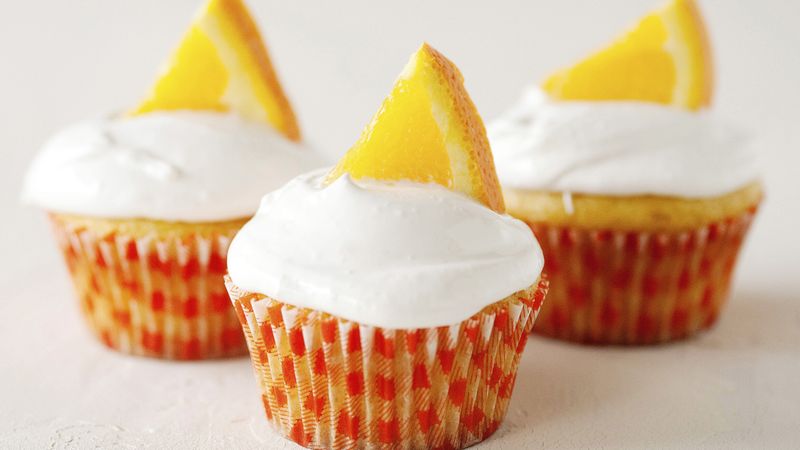 Belgian White Cupcakes with Orange Frosting
